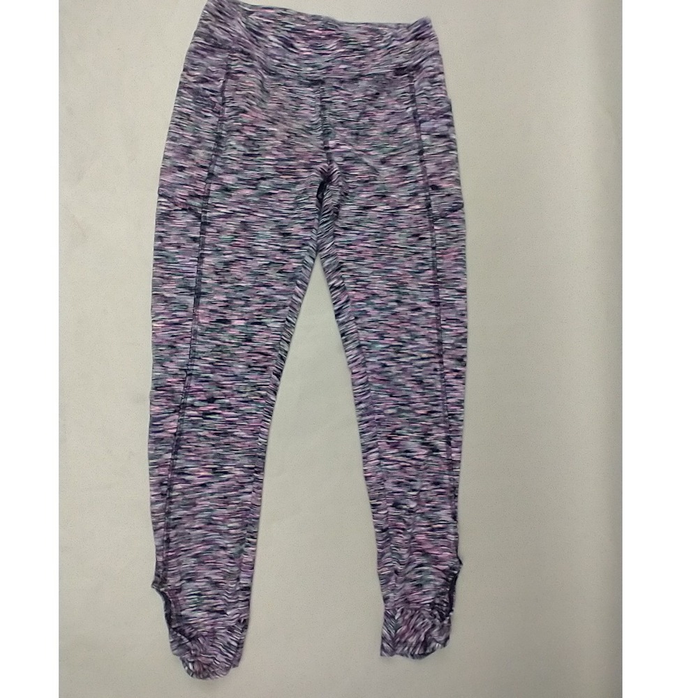 Lands End Kids Purple Space Dye Active Leggings with Pockets Size L 10-12